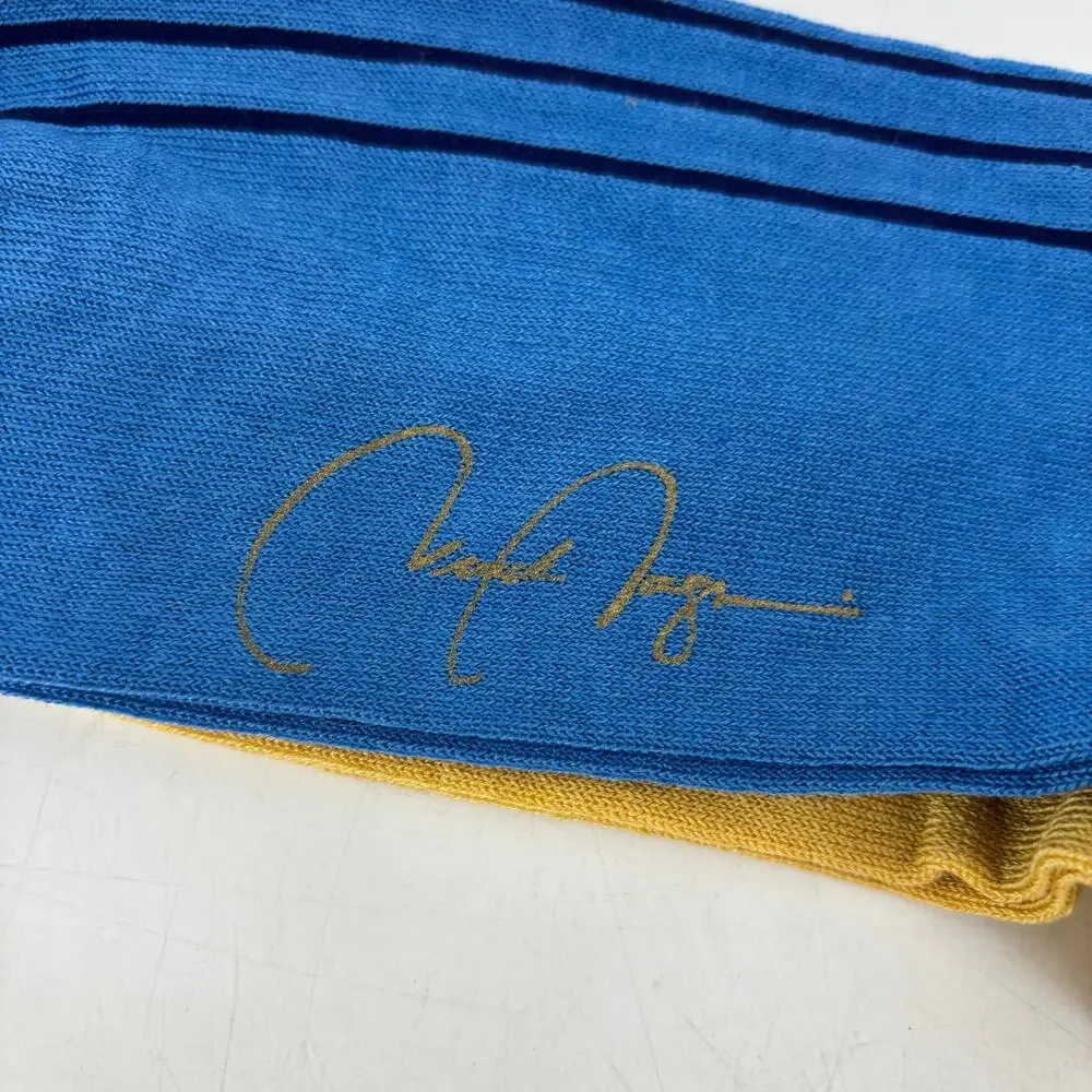 Vknagrani Men's Dress Socks Yellow Circles Blue Arrows Career